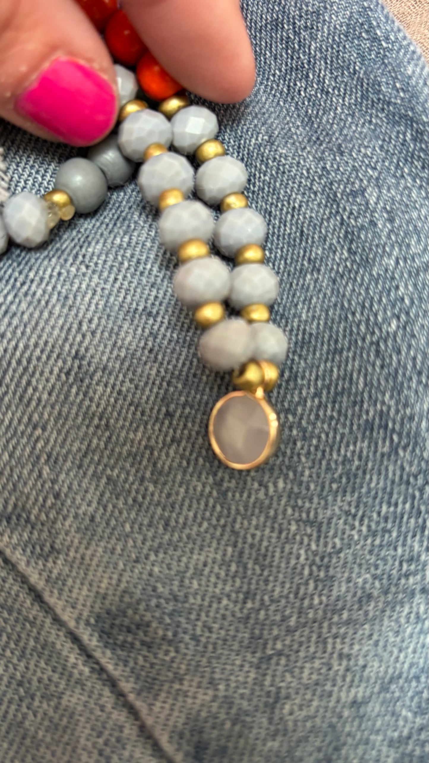 Armband „Boho Harmony“ mit Rosenquarz-Anhänger