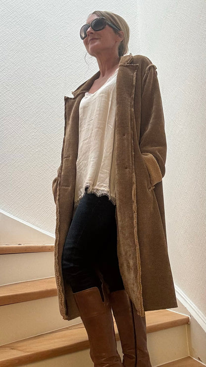 Retro Mood Cord Coat