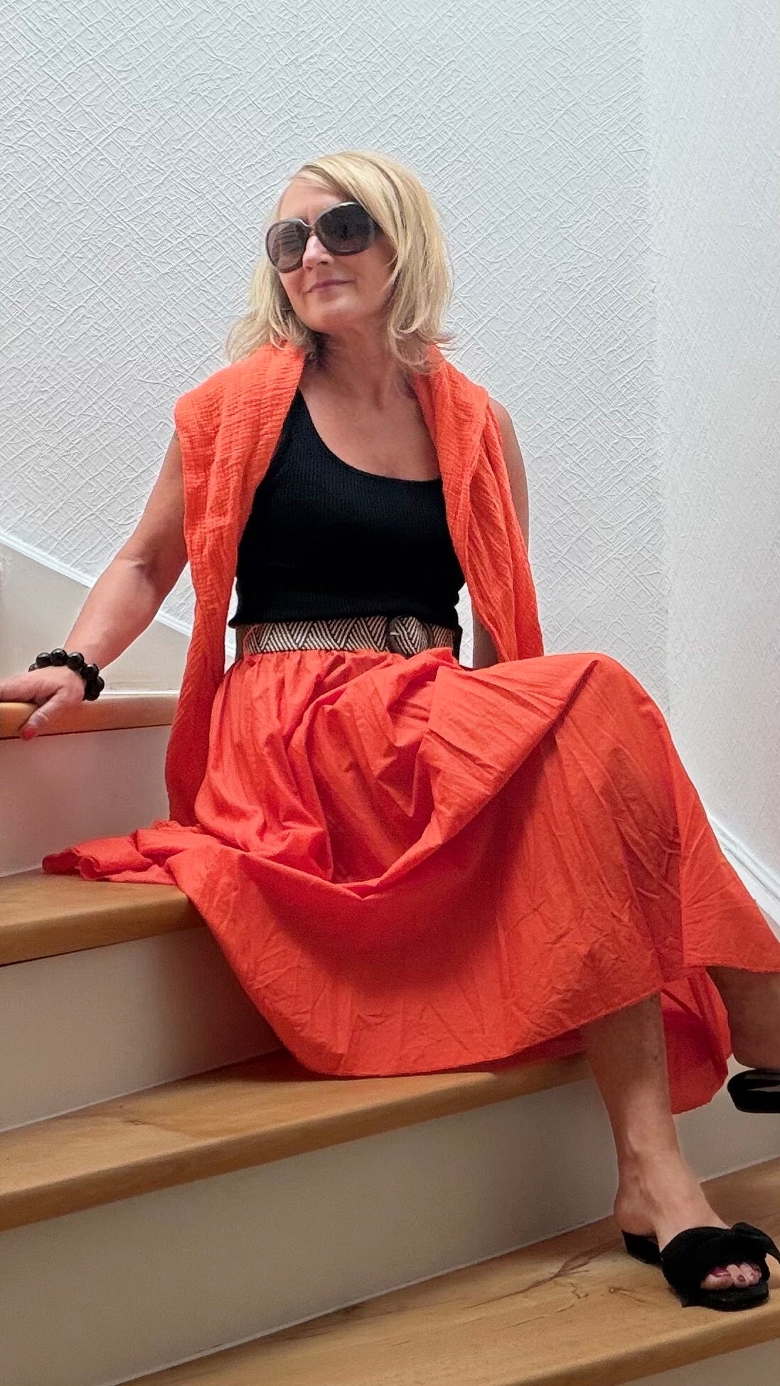 Maxirock "Sunset Cotton" – Baumwollrock in Orange