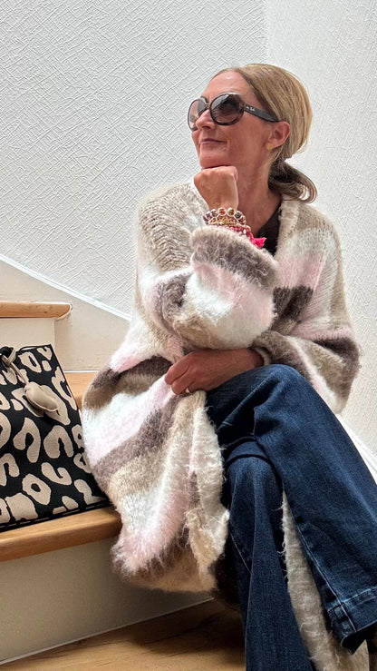 Cozy Stripes Long Cardigan – Herbstfarben zum Verlieben
