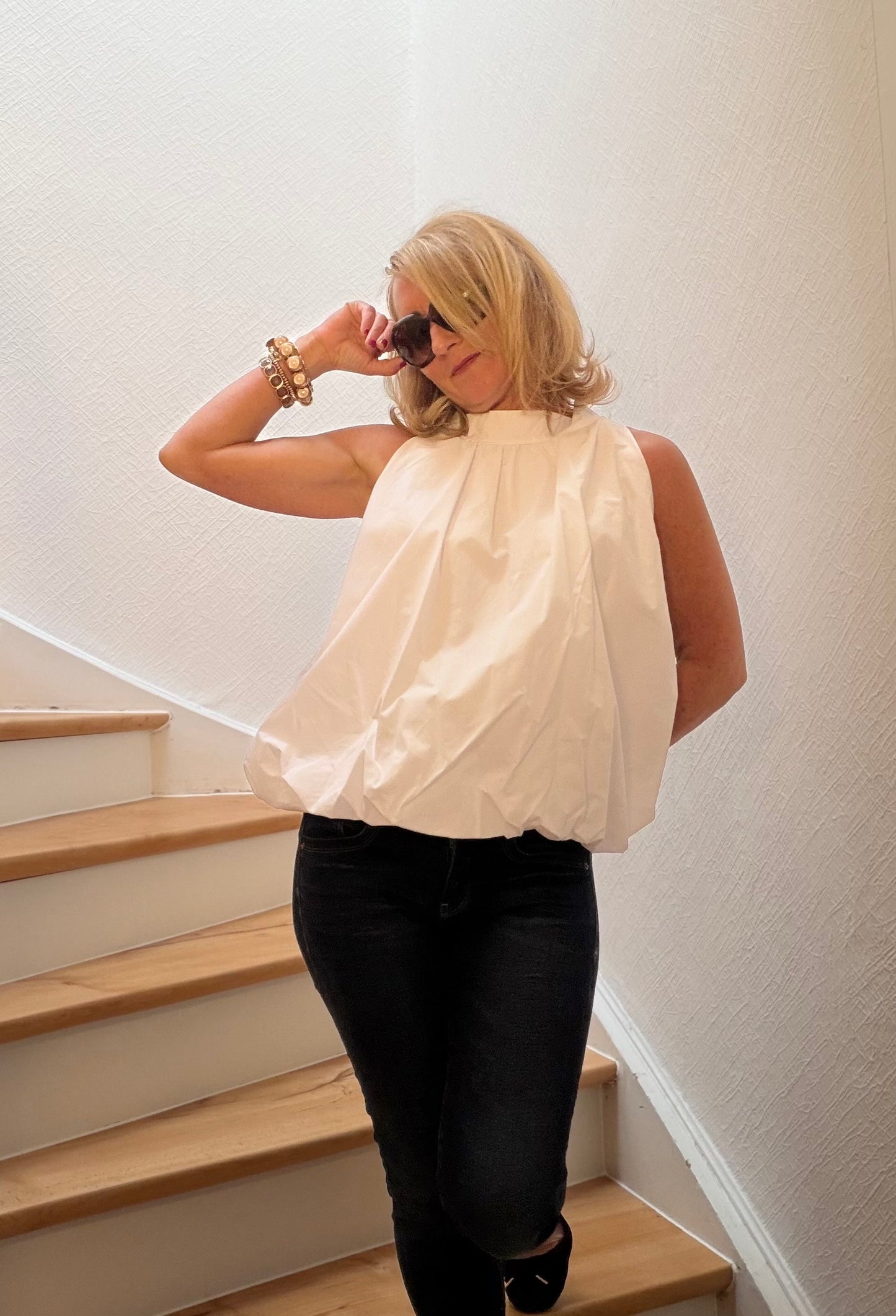Ballon-Bluse mit Schleife